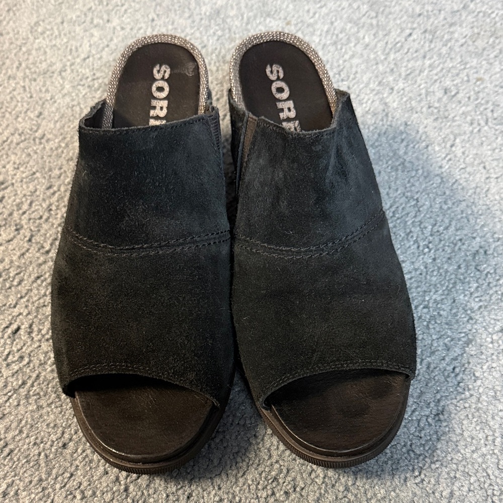Sorel Black Suede Women's Mules